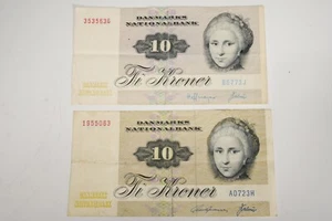 Lot of 2 DENMARK 10 KRONER 1972 - Picture 1 of 2