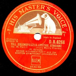 Richard Strauss: Till Eulenspiegel Boston S.O. Serge Koussevitzky HMV 2x78 rpm - Picture 1 of 1