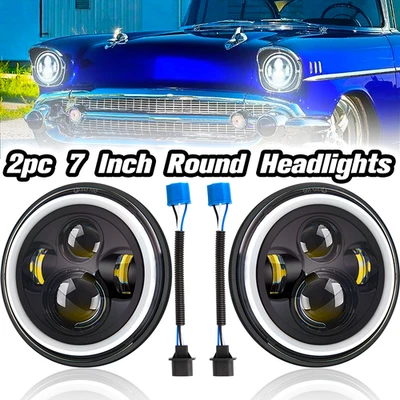 Pair 7'' Inch Round LED Headlights DRL for Suzuki Sierra 1981 1982 1983-2000 A+ - image 1 of 4