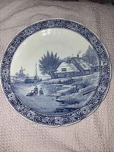 Boch Belgium Delfts Blue & White Large Charger - Country Setting Plate Collectab - Picture 1 of 4