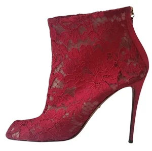 Dolce & Gabbana Red Lace Women Bootie Size 39 / 9 - Picture 1 of 7