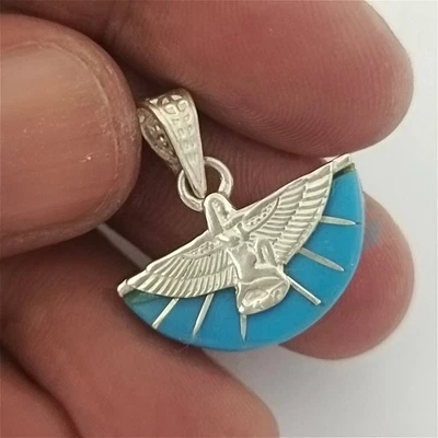 Pharaonic Handmade 925 Sterling Silver Egyptian Isis Necklace with Turquoise - Image 1 of 4