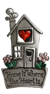 Vintage JJ Jonette "Home Is Where The Heart Is" Cat Brooch Pin CT22 - Picture 1 of 4