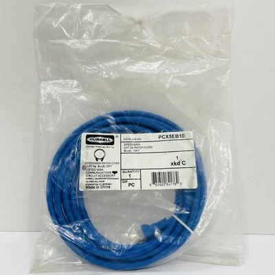 Lot of 4 Hubbell PCX5EXB10 Speedgain CAT5e Patch Cords Blue 10FT ~NEW~ - Image 1 of 3