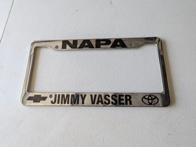 Marco de matrícula de concesionario de plástico para Chevrolet Toyota Napa California Jimmy Vasser Foto 1 de 2