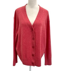 Muji 100% Wool Cardigan Sweater Long Sleeve Button Pink Women's size Large - Picture 1 of 5