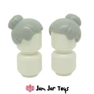 LEGO Minifigure Hair x2 - Light Bluish Grey Large High Bun H42 NEW - Picture 1 of 4