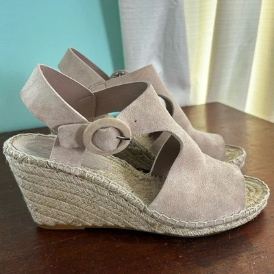 Sandalias de cuña Via Spiga Nolan beige de cuero gamuza con tira trasera alpargata para mujer 8 Foto 1 de 4
