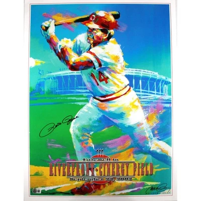 Pete Rose Autographed/Signed Cincinnati Reds 24x18 Lithograph Beckett 59176 - Image 1 of 4