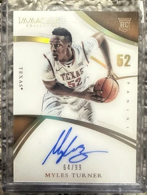 2015 Immaculate Collection Multi-Sport Myles Turner Rookie Auto #64/99 Texas - Image 1 of 2