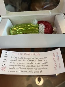 Vitbis 4,5" Glas Weihnachten Pickle Ornament Made in Poland neu im Karton - Bild 1 von 3