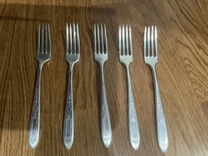 Fünf (5) Oneida Grosvenor versilberte Speisegabeln Gemeinschaftsteller 1921 - Bild 1 von 2