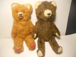 2 Vintage braune TEDDYBÄREN kleine Karneval 50er Jahre 14-1/2 evtl. deutsches Strohknurren - Bild 1 von 7