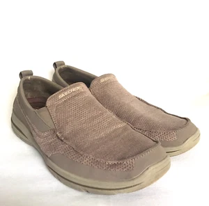 Skechers Slip On Loafers Mens Size 12 Brown Gray  Casual Shoes Relaxed Fit - Picture 1 of 10