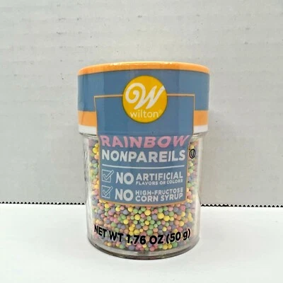 Wilton Pastel Rainbow Nonpareils 1.76 oz Cookies Cake Ice Cream Decoration - Image 1 of 4
