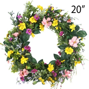 15/20 IN Spring/Summer Mixed Flower Wreath - Artificial Flower Door Wreath Decor - Picture 1 of 9