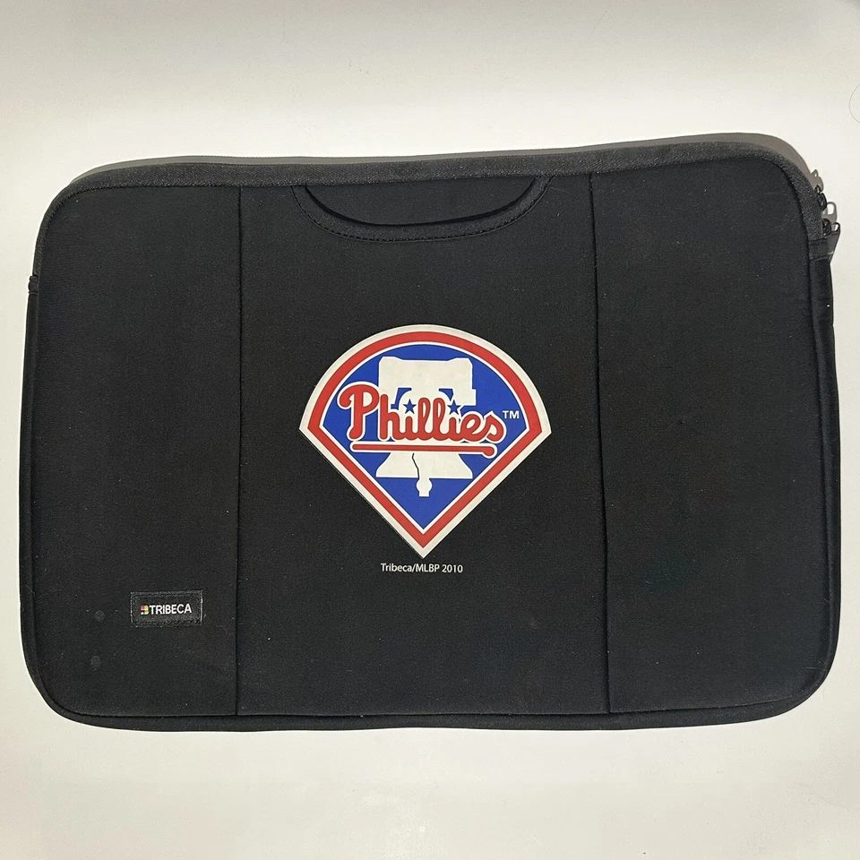 Phillies Laptop Computer Case 11 x 15.5” Accessory Pockets Zipper Black Neoprene - Image 1 of 4