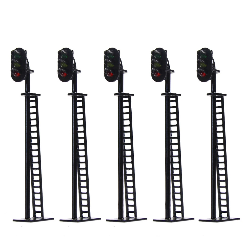 5pcs Model Railway 1:76 Block Signals G/Y/R OO Scale 8.2cm 12V Led JTD02 - Image 1 of 4