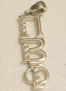PI BETA PHI Sterling Silver Drop Letters Pendant CLEAR CHARM WITH CRYSTALS - Picture 1 of 3