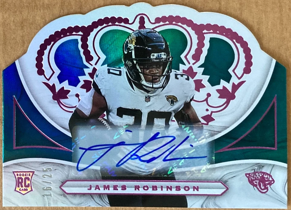 2020 PANINI CHRONICLES PINK CROWN ROYALE JAMES ROBINSON RC AUTO /25 JAGUARS - Image 1 of 1