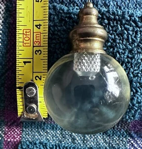 Vintage 1.25 Inch Solid Clear Crystal Smooth Pendant Ball On Chain - Picture 1 of 4