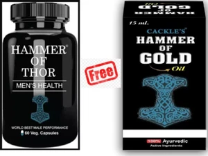 Hammer Of Thor for Erection Enhancement Enlargement Power 60 Cap & 15ml Oil Free - Picture 1 of 6