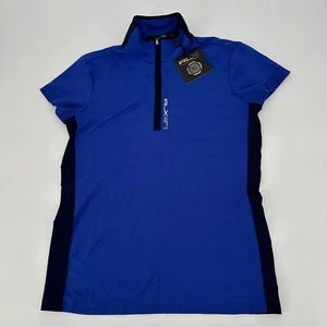 RLX Ralph Lauren Shirt Women’s Small Blue Quarter Zip Mock Neck Short Sleeve Top - Picture 1 of 7