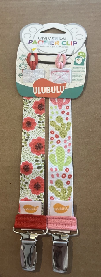 Ulubulu Universal Baby Toddler Pacifier Clip Set Floral NWT - Image 1 of 4