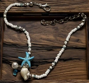 Bohemian Blue Sea Star Beaded Anklet Summer Beach Adjustable Jewlry Bracelet - Picture 1 of 6