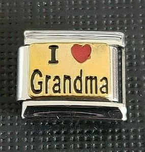 I ❤️ Enlace de acero inoxidable esmaltado de arándano italiano de la abuela 9 mm - Imagen 1 de 3