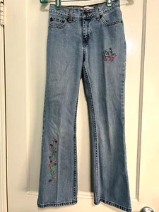 Levi Strauss Girls Size 12 Regular Embroidered Jeans Pre Owned Mid Boot (F531J) - Picture 1 of 10