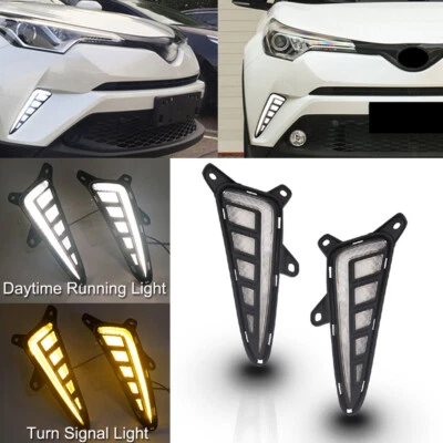 Fog Lamp For 2016-2019 Toyota C-HR CHR DRL LED Daytime Running Light Turn Signal - Image 1 of 4