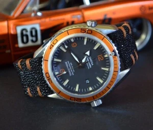 CORREA RELOJ 22 20 18 MM NEGRO MARRON GENUINA PIEL PEZ RAYA HECHA MANO MA STRAP - Imagen 1 de 12