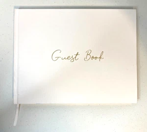 Libro de visitas blanco en relieve 9,5"x7,5" libro de firma básico libro de eventos - Imagen 1 de 7