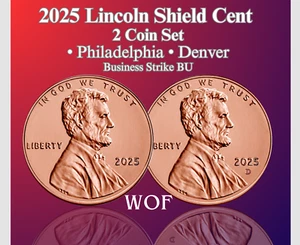 2025 P & D LINCOLN SHIELD CENT 2 COIN SET BU MINT RED - Picture 1 of 4