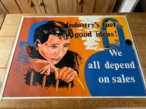 VINTAGE MOTIVATIONSPOSTER JD APTAKER "WIR ALLE HÄNGEN VOM VERKAUF AB" GESCHÄFT 1950er - Bild 1 von 9
