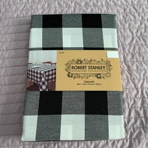 Farmhouse Fabric Tablecloth Black and White Checkerboard 60”x120” BRAND NEW - Picture 1 of 2