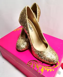Candies Charachell Gold Pump Shoe Size 6.5 Metallic Disco Party Prom High Heel - Picture 1 of 10