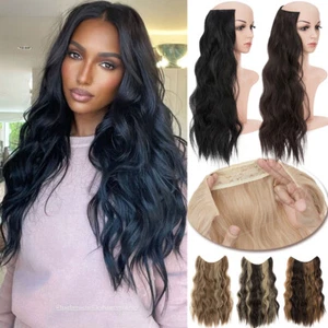 ONE PIECE Hidden Headband Secret Invisible Wire in Hair Extensions as Human Wavy - Picture 1 of 40