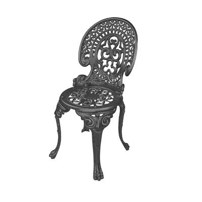 Stuhl Gartenstuhl Gusseisen Balkonstuhl Retro Gartenmöbel Rund 85 cm Schwarz - Bild 1 von 4