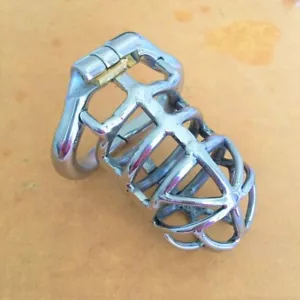 Stainless Steel Male Chastity Device Metal Cock Cage Penis Ring Lock Belt S152 - Picture 1 of 8