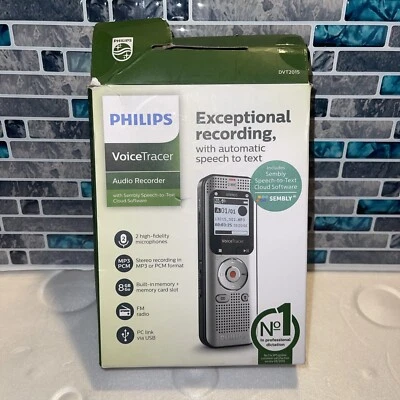 Philips VoiceTracer Audio Recorder DVT2015, Stereo MP3, 8 GB internal. 754921 - Image 1 of 4