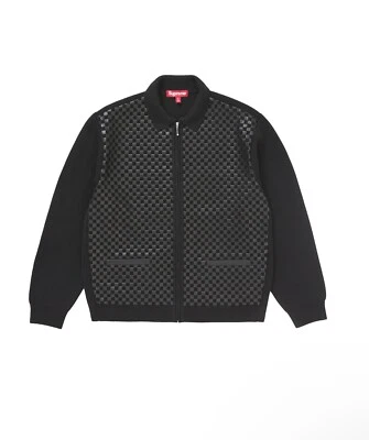 Supreme Woven Leather Zip Up Cardigan (FW24) Black Size Small IN HAND‼️ - Image 1 of 2
