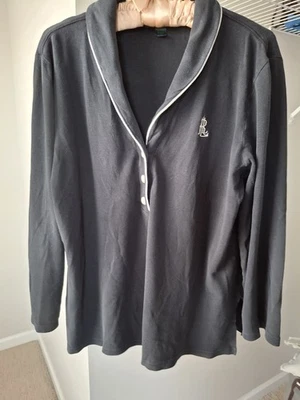 Top de pijama de algodón negro con botones talla grande Ralph Lauren Foto 1 de 4