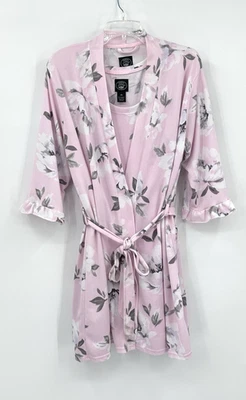 LAURA ASHLEY 2 piece set robe slip nightgown floral sleep lounge sleepwear M - Image 1 of 4
