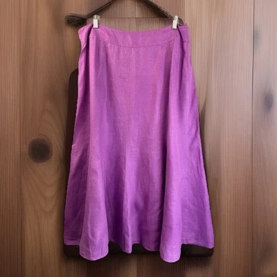 Vintage 100% Linen Skirt Fuchsia Pink 16 Maxi Paneled Twirl Coastal Feminine - Image 1 of 4