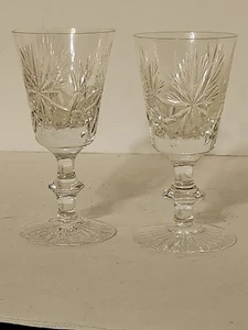 VINTAGE STAR OF EDINBURGH SCOTLAND CUT CRYSTAL STEMMED CORDIAL GLASSES PAIR - Picture 1 of 5