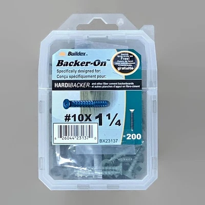 Tornillos de tablero de cemento chapados en zinc de cabeza plana BACKER-ON BX23137 #10 de 1-1/4 pulgadas paquete de 200 Foto 1 de 4