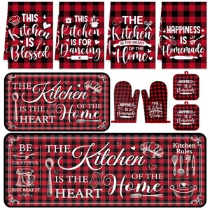 10 Pcs Christmas Farmhouse Kitchen Decor and Accessories Set 4 Kitchen Towels... - Picture 1 of 7