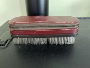 Vintage Leather Clothes Brush With Zipper Space For Toiletries Razor And Blades - Picture 1 of 7